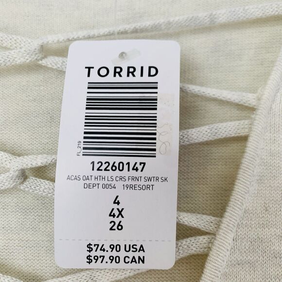Torrid Sweater Dress 4X Oatmeal Heather Cross Front Skater Mini Preppy Autumn - Picture 5 of 10